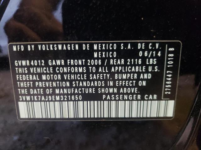 3VW1K7AJ9EM321650 - 2014 VOLKSWAGEN JETTA BASE 黑色 照片 10