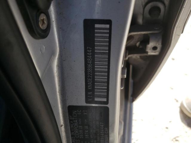 KNADE223896484447 - 2009 KIA RIO BASE SILVER photo 10