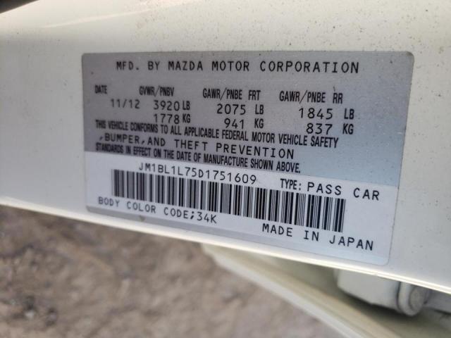 JM1BL1L75D1751609 - 2013 MAZDA 3 I WHITE photo 10