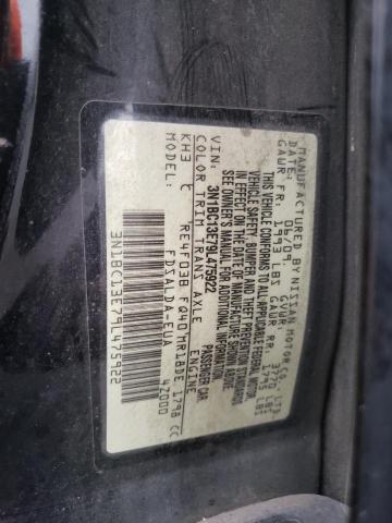 3N1BC13E79L475922 - 2009 NISSAN VERSA S BLACK photo 10