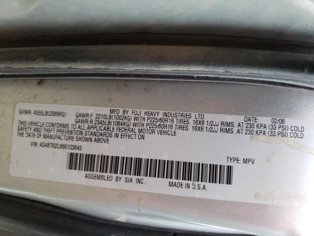 4S4BT62C666103645 - 2006 SUBARU BAJA SPORT SILVER photo 10