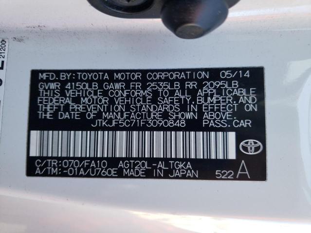 JTKJF5C71F3090848 - 2015 TOYOTA SCION TC Beyaz fotoğraf 10