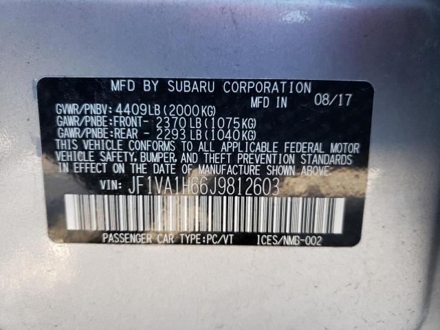 JF1VA1H66J9812603 - 2018 SUBARU WRX LIMITE SILVER photo 10