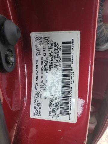 5TDBT44A71S015247 - 2001 TOYOTA SEQUOIA RED photo 10