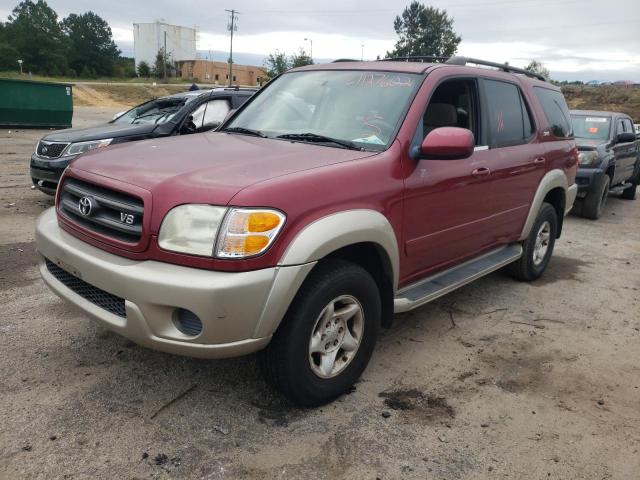 5TDBT44A71S015247 - 2001 TOYOTA SEQUOIA RED photo 2