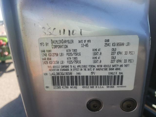 1J4GL38K36W196500 - 2006 JEEP LIBERTY RE Gümüş foto 10