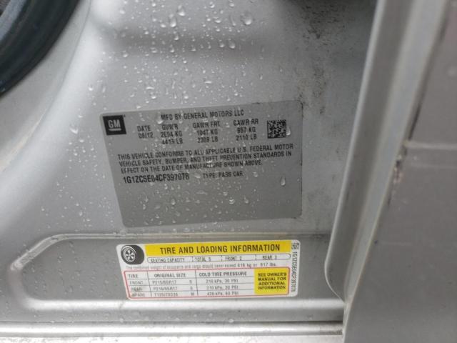 1G1ZC5E04CF397078 - 2012 CHEVROLET MALIBU 1LT ვერცხლისფერი ფოტო 10