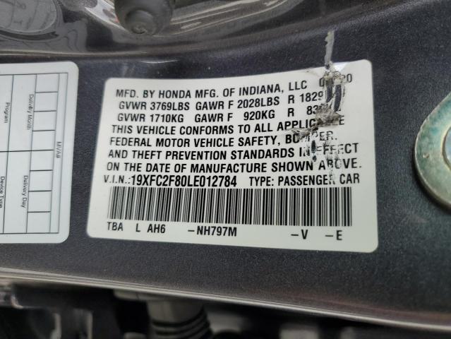 19XFC2F80LE012784 - 2020 HONDA CIVIC SPOR GRAY photo 10