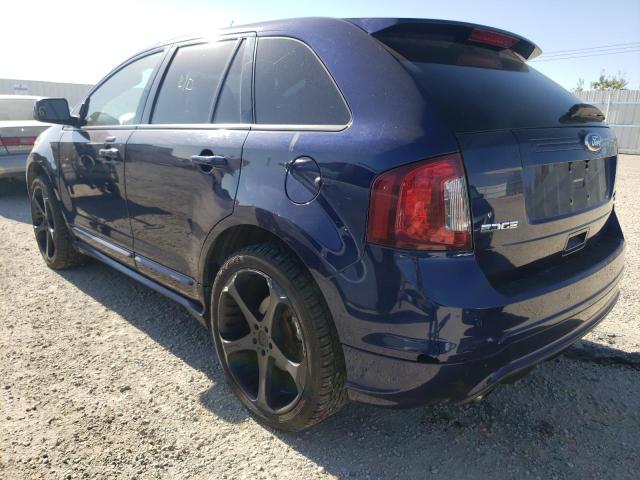 2FMDK4AK5BBA06196 - 2011 FORD EDGE SPORT BLUE photo 3