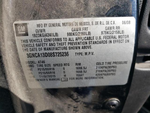 3GNCA13D08S725236 - 2008 CHEVROLET HHR LS 黑色 照片 10