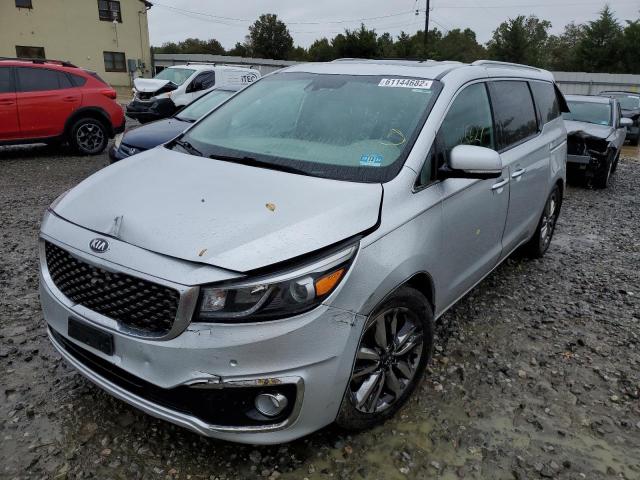 KNDME5C19F6038398 - 2015 KIA SEDONA SXL SILVER photo 2