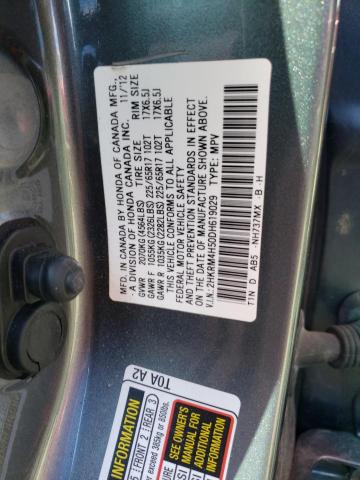 2HKRM4H50DH619029 - 2013 HONDA CR-V EX GRAY photo 10