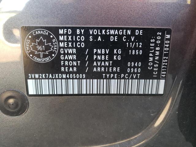 3VW2K7AJXDM405009 - 2013 VOLKSWAGEN JETTA BASE GRAY photo 10