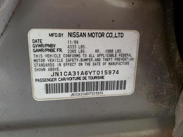 JN1CA31A6YT015974 - 2000 NISSAN MAXIMA GLE GRAY photo 10