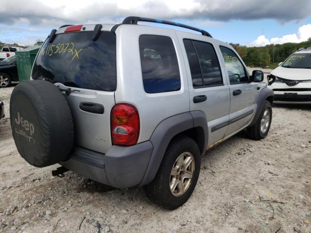 1J4GL48K24W125355 - 2004 JEEP LIBERTY SILVER photo 4