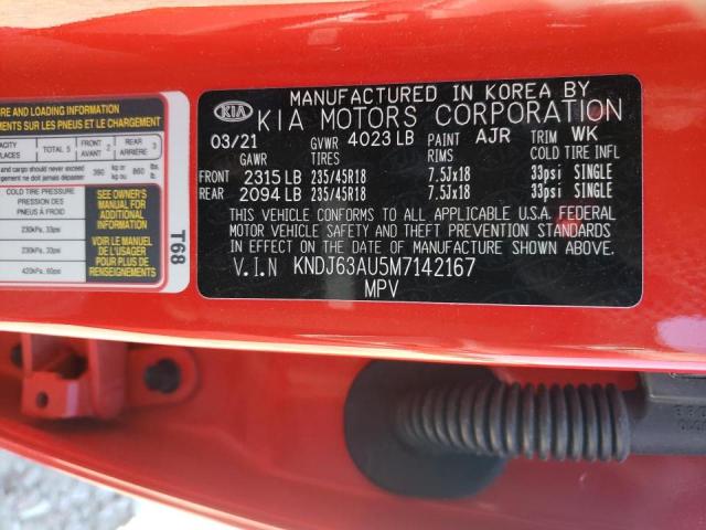 KNDJ63AU5M7142167 - 2021 KIA SOUL GT LI RED photo 10