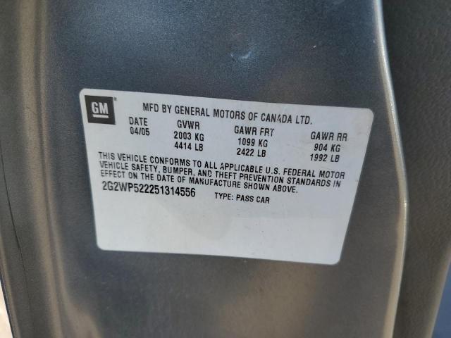 2G2WP522251314556 - 2005 PONTIAC GRAND PRIX GRAY photo 10