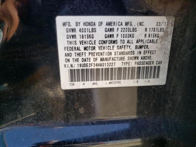 19UDE2F34HA013227 - 2017 ACURA ILX BASE W BLACK photo 10