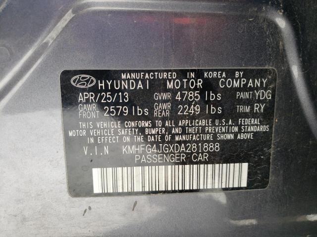 KMHFG4JGXDA281888 - 2013 HYUNDAI AZERA GRAY photo 10