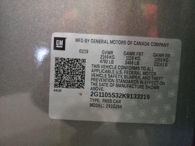 2G1105S32K9133319 - 2019 CHEVROLET IMPALA PRE თაფლისფერი ფოტო 10