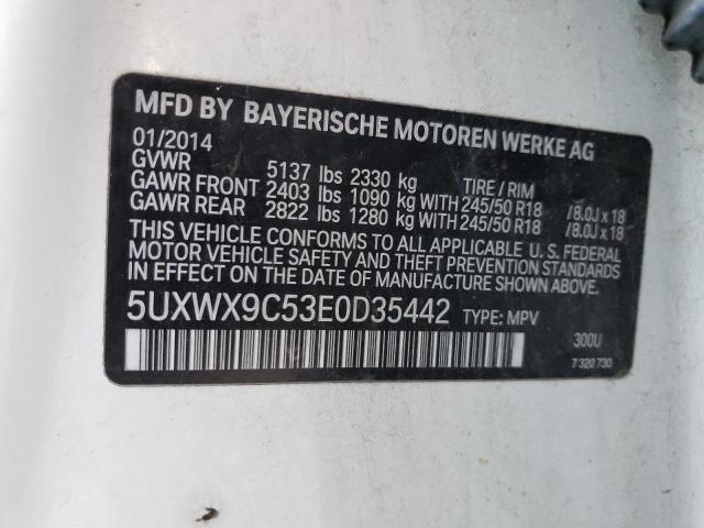 5UXWX9C53E0D35442 - 2014 BMW X3 XDRIVE2 WHITE photo 10