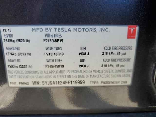 5YJSA1E24FF119959 - 2015 TESLA MODEL S Boz foto 10