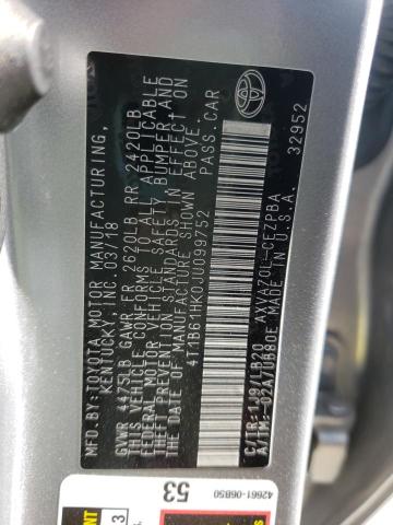 4T1B61HK0JU099752 - 2018 TOYOTA CAMRY XSE SILVER photo 10