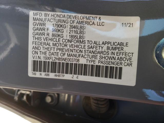 19XFL2H85NE003708 - 2022 HONDA CIVIC SPOR 蓝色 照片 10