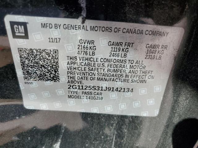 2G1125S31J9142134 - 2018 CHEVROLET IMPALA PRE შავი ფოტო 10