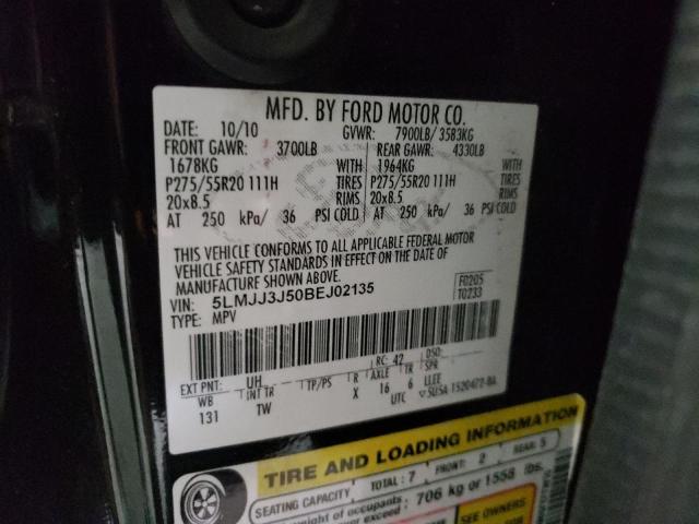 5LMJJ3J50BEJ02135 - 2011 LINCOLN NAVIGATOR 黑色 照片 10