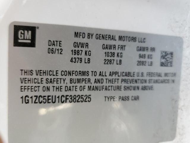 1G1ZC5EU1CF382525 - 2012 CHEVROLET MALIBU 1LT 白色 照片 10