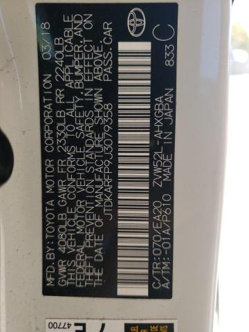 JTDKARFP9J3079358 - 2018 TOYOTA PRIUS PRIM Weiß Foto 10