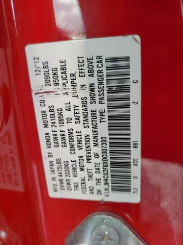 JH4CU2F8XDC007390 - 2013 ACURA TSX SE RED photo 10