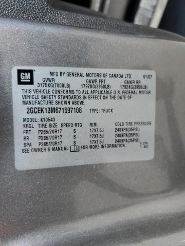 2GCEK13M671597108 - 2007 CHEVROLET silverado GRAY photo 10