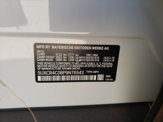 5UXCR4C08P9N76543 - 2023 BMW X5 SDRIVE WHITE photo 10