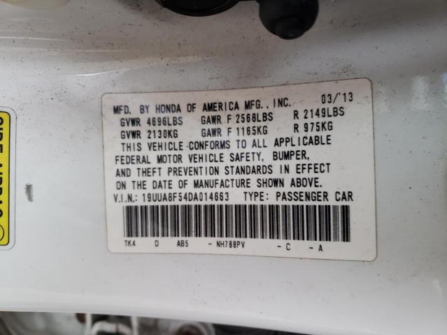 19UUA8F54DA014663 - 2013 ACURA TL TECH WHITE photo 10