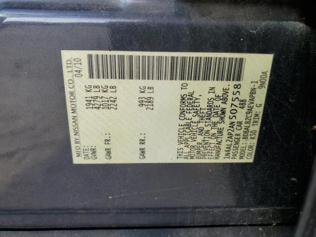 1N4AL2AP2AN507558 - 2010 NISSAN ALTIMA BAS GRAY photo 10