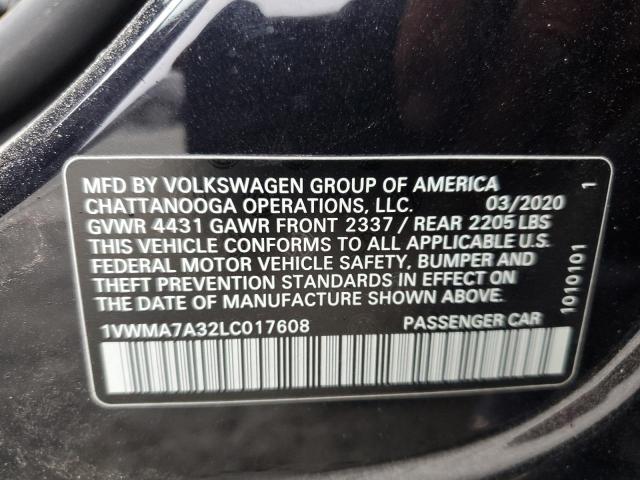 1VWMA7A32LC017608 - 2020 VOLKSWAGEN PASSAT R-L Qara foto 10