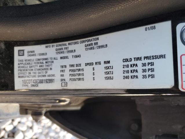 1GCDT43E388192891 - 2008 CHEVROLET COLORADO L BLACK photo 10