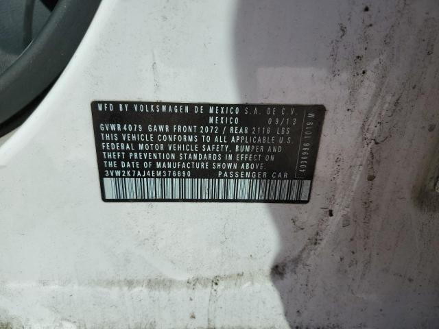 3VW2K7AJ4EM376690 - 2014 VOLKSWAGEN JETTA BASE 白色 照片 10