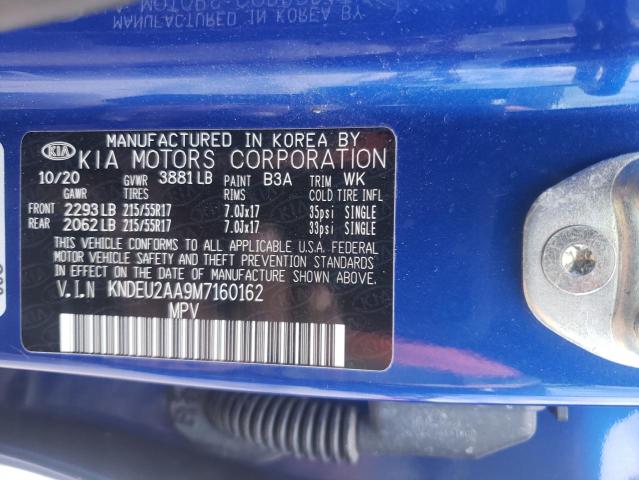 KNDEU2AA9M7160162 - 2021 KIA SELTOS S BLUE photo 10