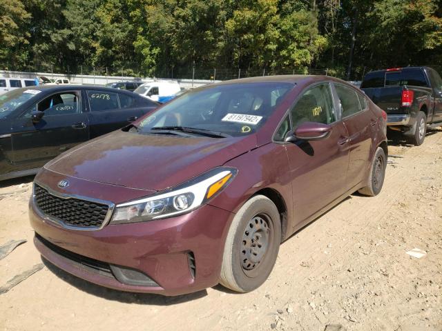 3KPFK4A76HE097067 - 2017 KIA FORTE LX MAROON photo 2