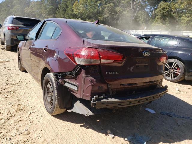 3KPFK4A76HE097067 - 2017 KIA FORTE LX MAROON photo 3