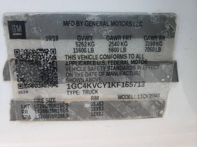 1GC4KVCY1KF165713 - 2019 CHEVROLET SILVERADO Ağ foto 10