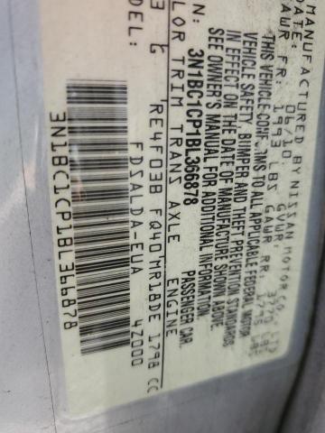 3N1BC1CP1BL366878 - 2011 NISSAN VERSA S SILVER photo 10