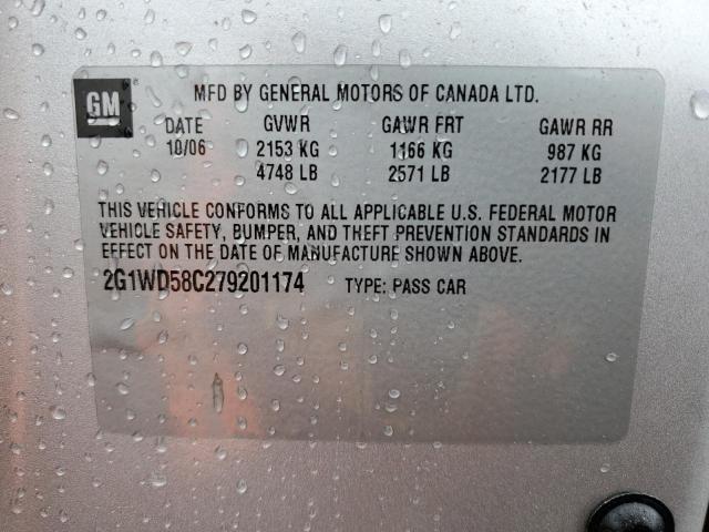 2G1WD58C279201174 - 2007 CHEVROLET IMPALA SUP 银色 照片 10