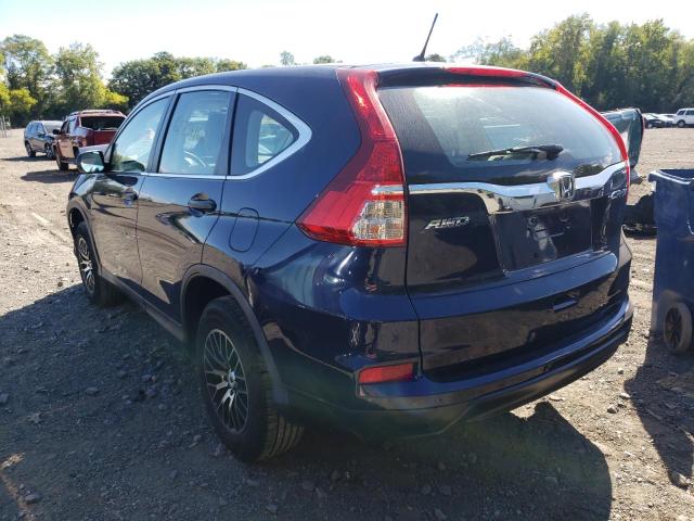 2HKRM4H39FH693597 - 2015 HONDA CR-V LX BLUE photo 3