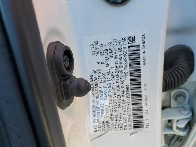 2HGFC2F81LH530988 - 2020 HONDA CIVIC SPOR WHITE photo 10