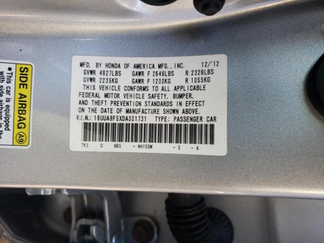 19UUA9F5XDA001731 - 2013 ACURA TL TECH SILVER photo 10