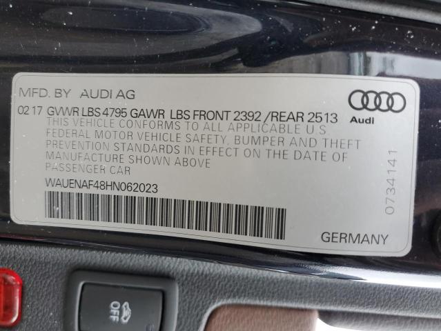 WAUENAF48HN062023 - 2017 AUDI A4 PREMIUM CHARCOAL photo 10